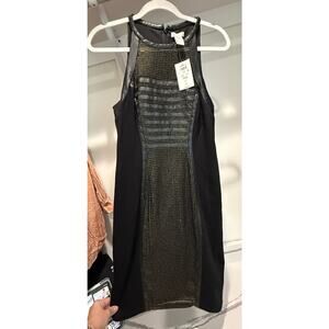 Vintage Deadstock Cache Women's‎ Fitted Dress NWT Leather Mesh (damage) Sz Small